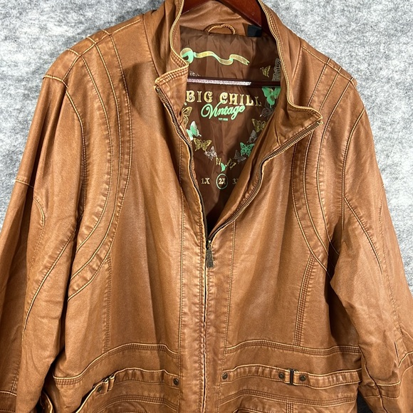 Women's Plus Size 2X Soft Faux Leather Jacket Big Chill Zipper Brown Tan *READ* - Picture 10 of 17